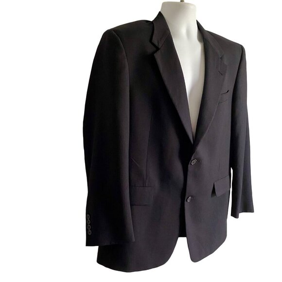 Hart Schaffner Marx Men's 2-Button Black Gray Wool Suit Jacket Blazer 40R - Picture 3 of 10